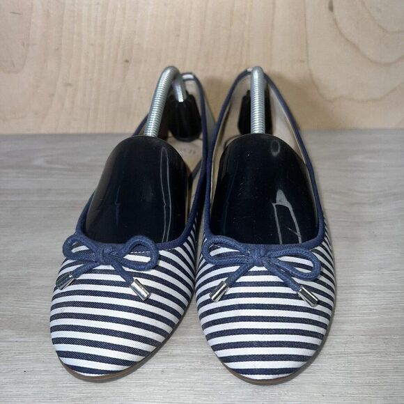 Crown & Ivy Mia Blue/White/Silver Striped Flats Women's 7 - Picture 3 of 11